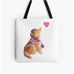 Watercolour Shetland Sheepdog All Over Print Tote Bag