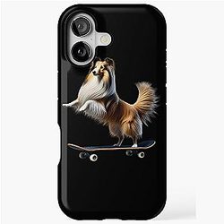 Shetland Sheepdog Riding a Skateboard Fans iPhone Tough Case