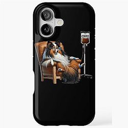 Funny Shetland Sheepdog Coffee Dog Lover Tough iPhone Case