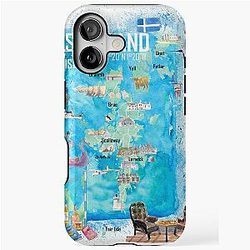 Shetland Islands Illustrated Travel Map with Highlights iPhone Case