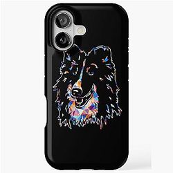 Cool Awesome Shetland Sheepdog Geometric iPhone Case
