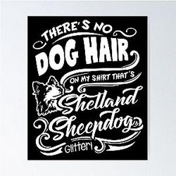 There is No Dog Hair Shetland Sheepdog Glitter Poster