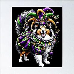 Shetland Sheepdog Mardi Gras Festival Carnival Celebration Poster