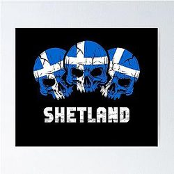 Shetland Flag Skulls Poster
