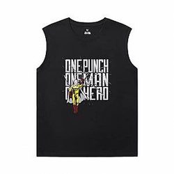 One Punch Man Schwarz Ärmelloses T-Shirt Mens Japanisch Anime Tees WS2302