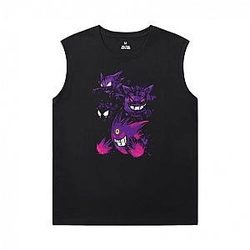 Pokemon T-Shirts Cotton Gengar Black Sleeveless Tshirt WS2302
