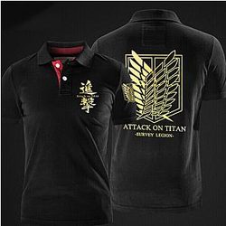 Attack on Titan Survey Legion Polo Shirts Black XXL Cotton Polo Tee WS2302
