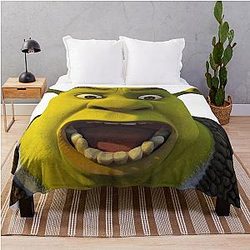 Shrek Meme Surprised Sticker Throw Blanket