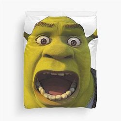 Shrek Meme Surprised Sticker Duvet Cover