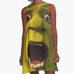 Shrek Meme Surprised Sticker A-Line Dress