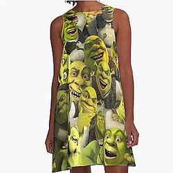 Shrek Collage  A-Line Dress
