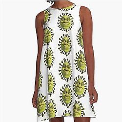 Shrek Corona Virus  A-Line Dress
