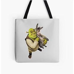  Shrek and Donkey Best Friends All Over Print Tote Bag