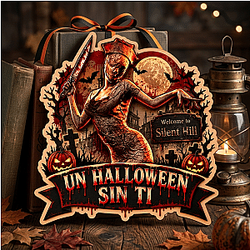 Un Halloween Sin Ti Nurse LA1509 Silent Hill Wooden Door Sign