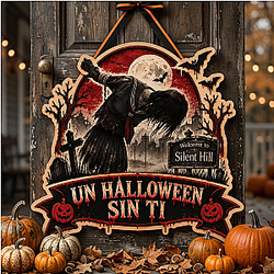 Halloween Sin Ti Bound Schoolgirl LA1509 Silent Hill Wooden Door Sign