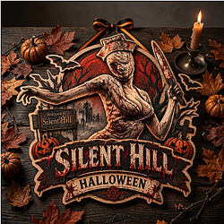 Halloween Nurse LA1509 Silent Hill Wooden Door Sign