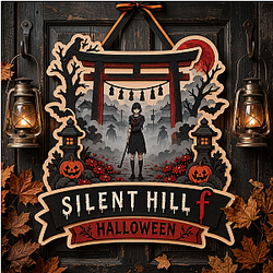 Torii Gate Schoolgirl Halloween LA1509 Silent Hill Wooden Door Sign
