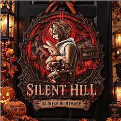 Haunted Nightmare PTTT1809  Silent Hill Halloween Wooden Door Sign