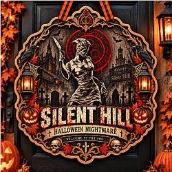 Hello Nurse ! PTTT1809  Silent Hill Halloween Wooden Door Sign