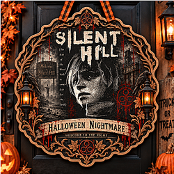 Horror Style Silent Hill Halloween Wooden Door Sign