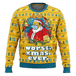 The Simpsons Comic Book Guy Worst Xmas Ever Sweater NTT0810 The Simpsons Ugly Christmas Sweater ❆⛄