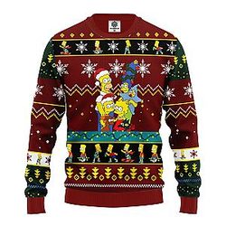 Simpsons  Family Ugly Christmas Sweater Red Brown Great Gift Idea