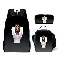 Skibidi Toilet Three-piece Set Toilet Man Student Schoolbag Backpack Satchel Pencil Case