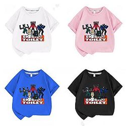 Skibidi Toilet Man Game Cartoon Characters T-shirt For Children