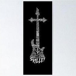Skillet Guitar Typography on Black Poster