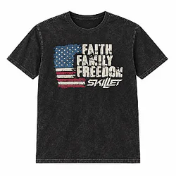 Faith Family Freedom PTTT259 Washed  Skillet T-Shirts
