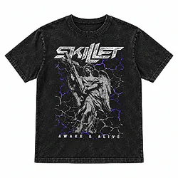 Angel Statue PTTT259 Washed  Skillet T-Shirts