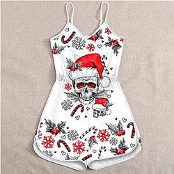 Christmas Skulls 3D Romper For Women Pi12092001