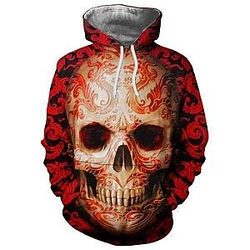 Skull Hoodie - Dragon Print Skull Pattern Hoodie HC0610