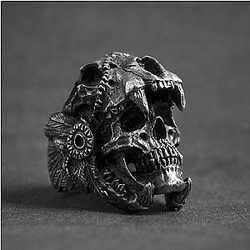 Vintage Indian Jaguar Warrior Skull Rings