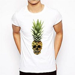 Pineapple Male Skull Fashion T-shirt