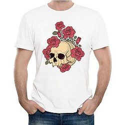 Newest Fashion Printed Rose Skull Fashion T Shirt
