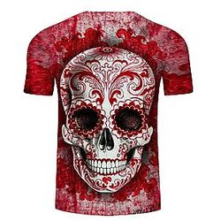 Christianity Skull 3D Print Red T-shirt