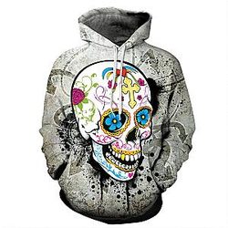 Skull Hoodie - Stretchy Punk Digital Print 3D Colorful Skull Hoodie