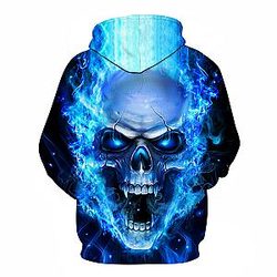 Skull Hoodie - Cool Skull Blue Magic Theme Hoodie