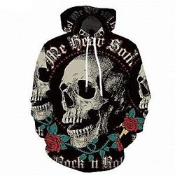 Skull Hoodie - Skull With Rose Black Theme Hoodie