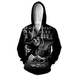 Skull Hoodie - Skull With Card Fashion Hoodie