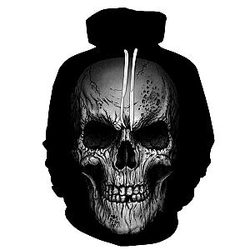 Skull Hoodie - Scary Skull Black Hoodie