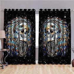 Beautiful Native Skull Galaxy Curtains MEI20082201-MEI