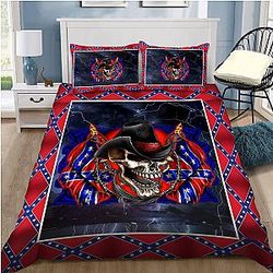 Skull Bedding - 3D Love skull red neck bedding set DQB07142013