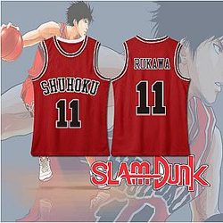 Slam Dunk Cosplay - Slam Dunk Kaede Rukawa Red Baseball Cosplay Costume