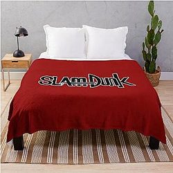 Slam Dunk Blanket - White Stroke Black Letter Slam Dunk Throw Blanket RB0512