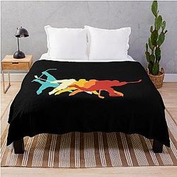 Retro Ice Hockey Slap Shot Throw Blanket