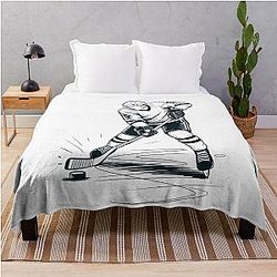 Dynamic Ice Hockey Player Throw Blanket