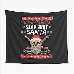 Slap Shot Santa Christmas Design Tapestry