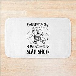 Prepare for the ultimate slap shot for cat lovers, a bath mat for cat lovers, I love ice hockey